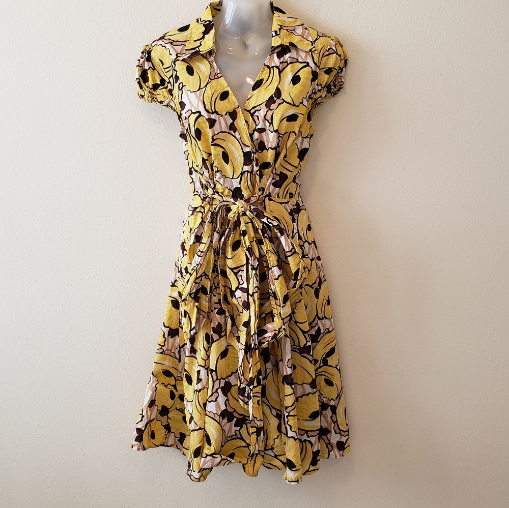 Moda International Yellow Floral Midi Dress